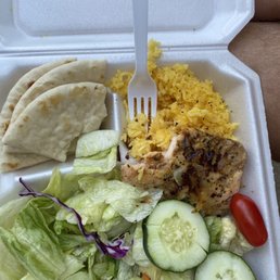 a meal in a styrofoam container
