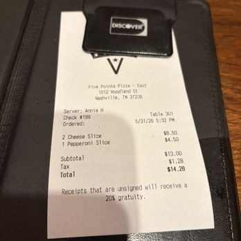 Five Points Pizza - Checkity Check - Italian Near Me - Nashville, Tennessee