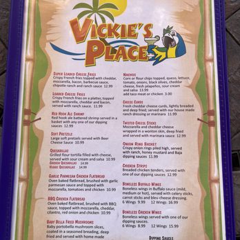 Vickie's Place - New Menu front - American Near Me - McHenry, Illinois
