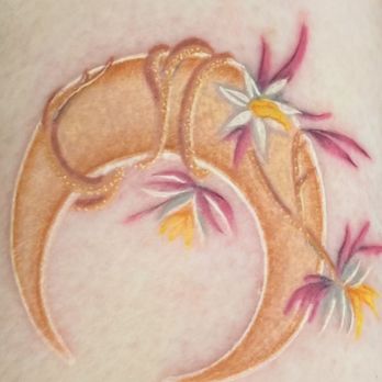 Soft Revolution - A tattoo for the cdrama Love Between Fairy and Devil. A crescent moon wrapped in orchid vines with variant colors. - Tattoo Near Me - San Antonio, Texas Soft Revolution - A tattoo for the cdrama Love Between Fairy and Devil. A crescent moon wrapped in orchid vines with variant colors. - Tattoo Near Me - San Antonio, Texas
