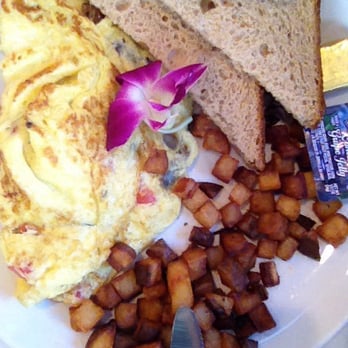 Aloha Kitchen - Egg omelet with mushrooms unions tomatoes. Today bread and potatoes. Very good. - Breakfast & Brunch Near Me - Honolulu, Hawaii Aloha Kitchen - Egg omelet with mushrooms unions tomatoes. Today bread and potatoes. Very good. - Breakfast & Brunch Near Me - Honolulu, Hawaii