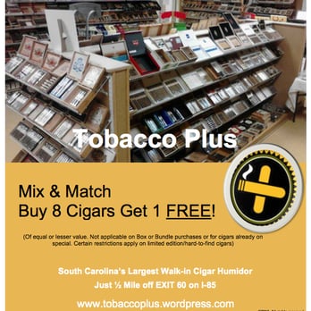 Tobacco Plus - Great Buy 8 get 1 Free special at Tobacco Plus in Greer, SC - Tobacco Shops Near Me - Greer, South Carolina