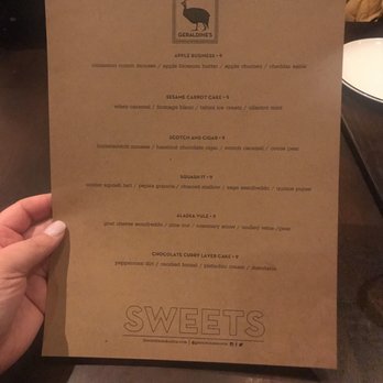 Geraldine's - Dessert menu - New American Near Me - Austin, Texas Geraldine's - Dessert menu - New American Near Me - Austin, Texas