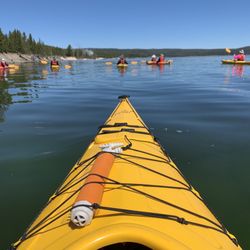 Geyser Kayak Tours - Our kayak group on Lake Yellowstone
