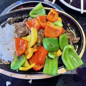 Oppa House - Beef bulgogi with onions [and bell peppers after asking for them per menu]. - Korean Near Me - Broken Arrow, Oklahoma