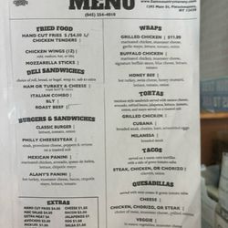 Sam's Country Stores - Lunch menu