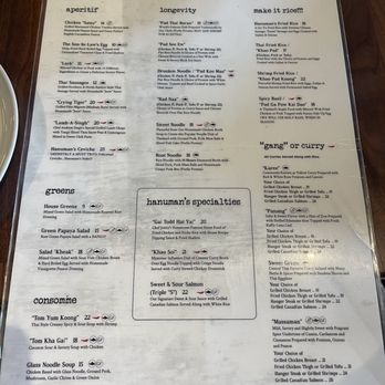 Hanuman Thai Eatery - Menu - Thai Near Me - Costa Mesa, California