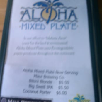 Aloha Mixed Plate - Menu Cover - Hawaiian Near Me - Lahaina, Hawaii