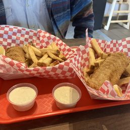 Fish and Chips with great sauces!