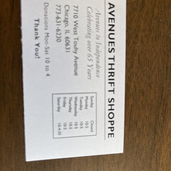 Avenues Thrift Shoppe - The business card with information - Thrift Stores Near Me - Chicago, Illinois Avenues Thrift Shoppe - The business card with information - Thrift Stores Near Me - Chicago, Illinois