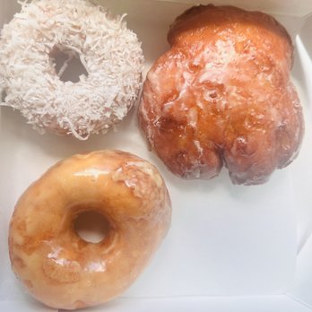 Okie Dokie Donuts - * Coconut Cake (top left) * Apple Fritter (top right) * Lemon Glaze (bottom) - Donuts Near Me - Philadelphia, Pennsylvania
