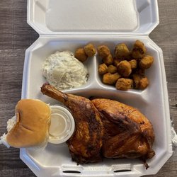 Pop's Barbeque - Smoked BBQ Chicken Plate with Fried Okra and Potato Salad