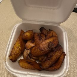 Plantain side. Good temp and tasty, ripe plantain. Plantain side. Good temp and tasty, ripe plantain.