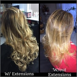 Exotic Image Hair Design - Caramel Blonde Ombré done w/ extensions and without