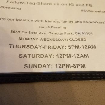 818 Brewing - Tasting room hours. - Breweries Near Me - Canoga Park, California 818 Brewing - Tasting room hours. - Breweries Near Me - Canoga Park, California