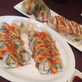 Sushi California - Top left is the crunch house roll, top right is salmon mountain roll and bottom two are Las Vegas rolls! - Sushi Bars Near Me - Coquitlam, British Columbia Sushi California - Top left is the crunch house roll, top right is salmon mountain roll and bottom two are Las Vegas rolls! - Sushi Bars Near Me - Coquitlam, British Columbia