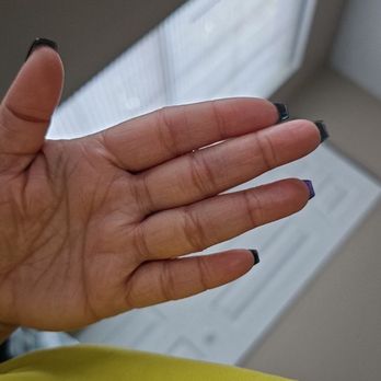 Hot Nails - Notice the difference in lenght from thum to other nails - Nail Salons Near Me - New Albany, Indiana