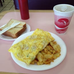 Omelet and home fries with toast Omelet and home fries with toast