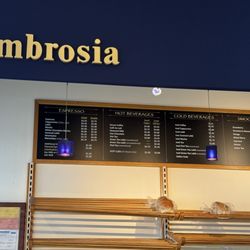 Ambrosia Bakery - Coffee menu