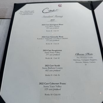 Carr Winery - Menu - Wineries Near Me - Santa Barbara, California Carr Winery - Menu - Wineries Near Me - Santa Barbara, California