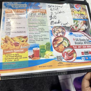 Seafood Urway - Front of menu - Juice Bars & Smoothies Near Me - Brooklyn, New York