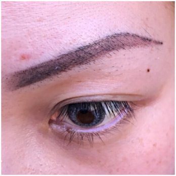 Hoai Anh Cali - after touch up.Outline of dark gray.Ugly spots of dark gray and orange/brown. Left brow: long straight skinny - Permanent Makeup Near Me - Westminster, California Hoai Anh Cali - after touch up.Outline of dark gray.Ugly spots of dark gray and orange/brown. Left brow: long straight skinny - Permanent Makeup Near Me - Westminster, California
