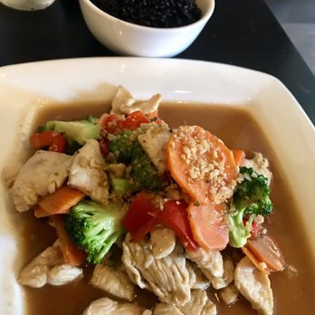 Montira Thai and Sushi - Garlic Chicken w/ side of black rice - Thai Near Me - Glenview, Illinois Montira Thai and Sushi - Garlic Chicken w/ side of black rice - Thai Near Me - Glenview, Illinois