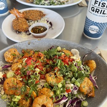 California Fish Grill - Dyanmaite Shrimp Bowl with a side of coconut shrimp - Seafood Near Me - Phoenix, Arizona
