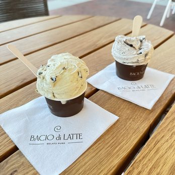 Bacio di Latte - Chocolate pistachio crunch & cookies and cream - Gelato Near Me - Huntington Beach, California Bacio di Latte - Chocolate pistachio crunch & cookies and cream - Gelato Near Me - Huntington Beach, California