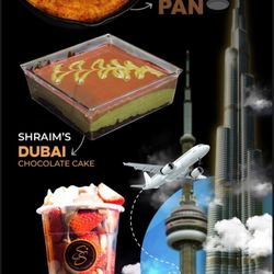 Shraims Sweets - Authentic Middle Eastern kunafa: A warm, rich dessert made with delicate kataifi pastry, soaked in sweet syrup and layered with soft cheese.