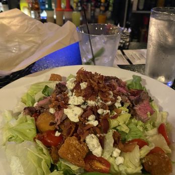 10 West - Black and Blue Salad- steak was perfectly cooked to medium-rare as requested. Blue cheese house dressing really good! - Burgers Near Me - Cicero, Indiana