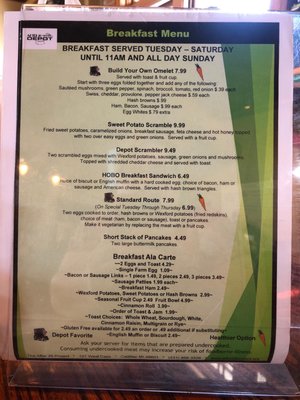 Menu photo 4 After 26 Depot Cafe Cadillac, MI