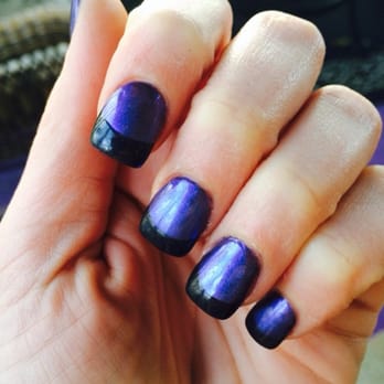 US Nail - Purple French manicure with black tips.  Acrylics. - Nail Salons Near Me - Mount Holly, New Jersey
