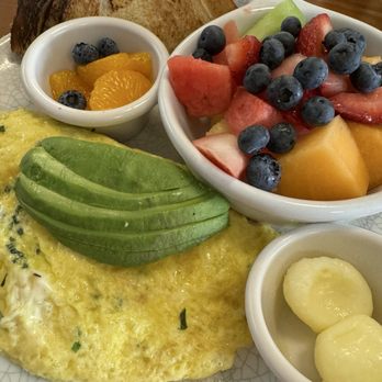 Rose & Compass - Veggie omelette with side fruit - American Near Me - Portland, Oregon