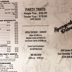 Spangenberg's Drive-In is BACK!
Open Tue-Sun, 8 AM-8 PM
Delivery starts at 11 AM
Call 570-648-0652 to order!