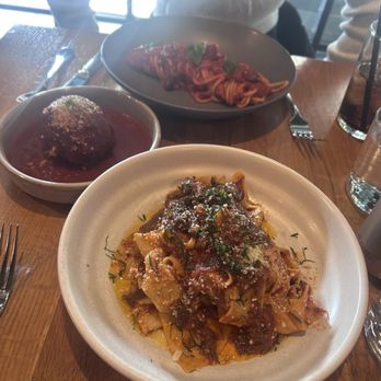 Monteverde - Spaghetti al pomodoro w side meatball & the short rib pappardelle - Italian Near Me - Chicago, Illinois Monteverde - Spaghetti al pomodoro w side meatball & the short rib pappardelle - Italian Near Me - Chicago, Illinois