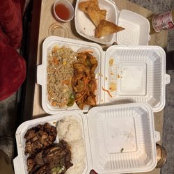 Happy Teriyaki And Rolls - Sweet and Sour chicken Chicken and beef short rib teriyaki Crab ragoons