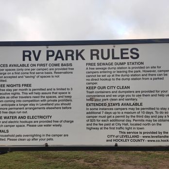Free Levelland City Campground - Rules - Campgrounds Near Me - Levelland, Texas Free Levelland City Campground - Rules - Campgrounds Near Me - Levelland, Texas