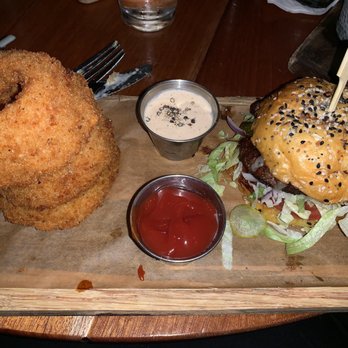 The Ranch - Burger and onions rings. - Steakhouses Near Me - Irving, Texas The Ranch - Burger and onions rings. - Steakhouses Near Me - Irving, Texas