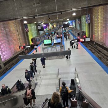 CTA - O'Hare - Escalator down to the trains - Metro Stations Near Me - Chicago, Illinois