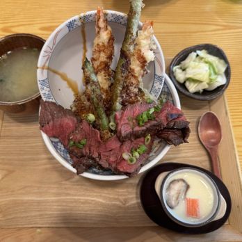 Tendon Kohaku - Beef Steak Aimori Tendon Set - Japanese Near Me - Bellevue, Washington