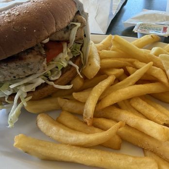 John's Hamburgers - Breast of Chicken Sandwich Fries Ketchup packets with real sugar, not high fructose corn syrup - Burgers Near Me - Long Beach, California