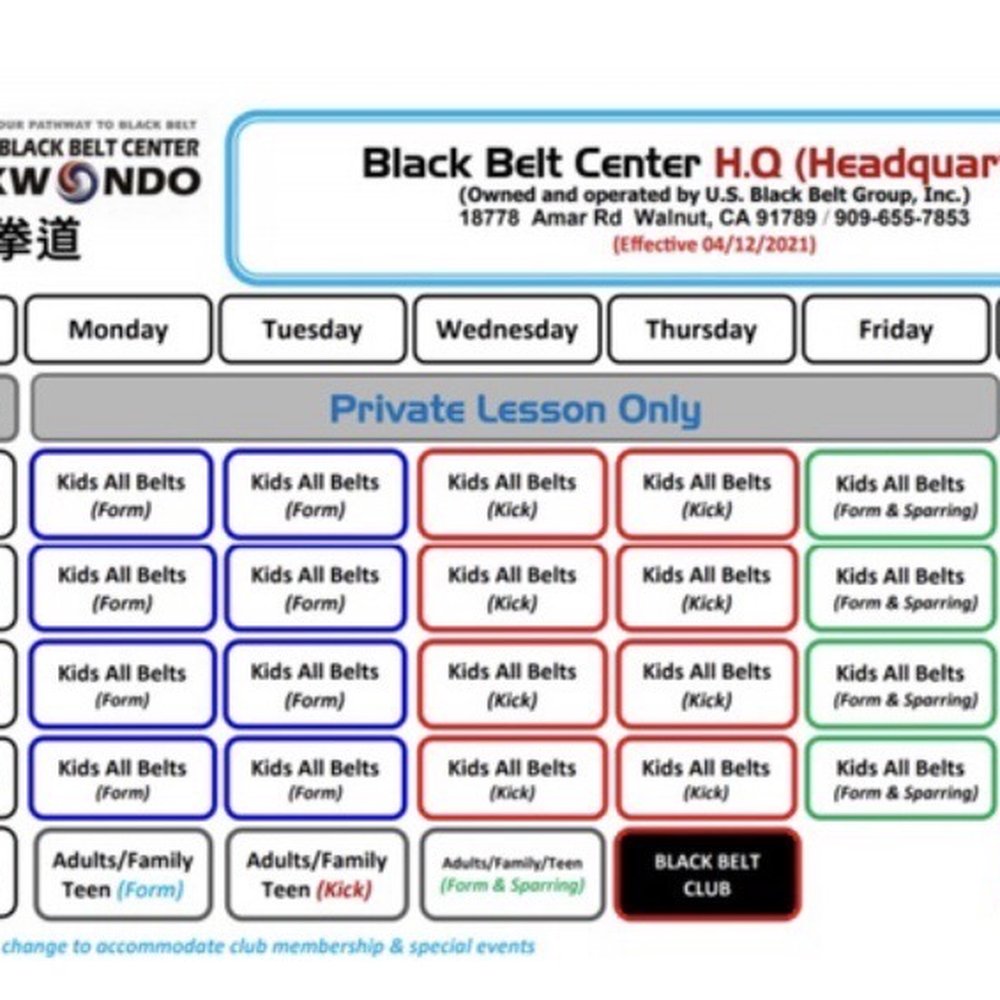U.S Black Belt Center - Walnut - Schedule - Taekwondo Near Me - Walnut, California U.S Black Belt Center - Walnut - Schedule - Taekwondo Near Me - Walnut, California