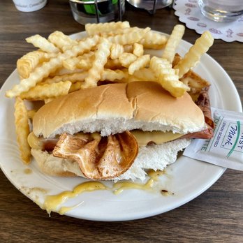 Shady Glen - Cheesefurter with Fries - Burgers Near Me - Manchester, Connecticut Shady Glen - Cheesefurter with Fries - Burgers Near Me - Manchester, Connecticut