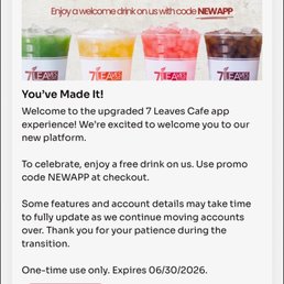 The promotion to get a free drink