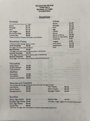 Menu photo 1 Bryceland Gas & Grub Bryceland, LA
