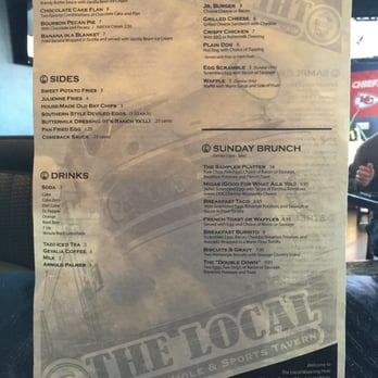 The Local Watering Hole - Sunday brunch (served 11 am to 3 pm) Including everything from migas, breakfast burritos, to French toast and eggs!! - Sports Bars Near Me - Keller, Texas The Local Watering Hole - Sunday brunch (served 11 am to 3 pm) Including everything from migas, breakfast burritos, to French toast and eggs!! - Sports Bars Near Me - Keller, Texas
