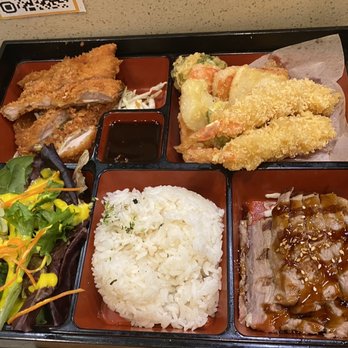 Hashi Gawa - Dinner Bento Box with Beef Teriyaki, Assorted Tempura, and Chicken Katsu - Japanese Near Me - Alameda, California Hashi Gawa - Dinner Bento Box with Beef Teriyaki, Assorted Tempura, and Chicken Katsu - Japanese Near Me - Alameda, California