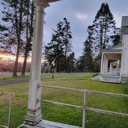 A January dawn in the porch chairs.