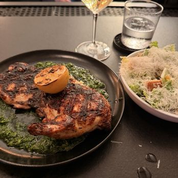Luca Osteria - Free range chicken with salsa verde and cacio e Pepe Caesar. - Italian Near Me - Coral Gables, Florida